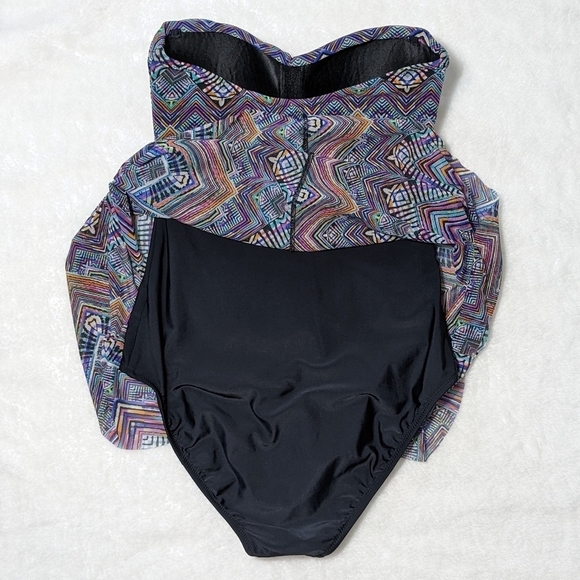 Profile by Gottex Skyline Tapestry Sante Fe Bandeau Fly Away Tankini Top US 8 - Picture 2 of 12